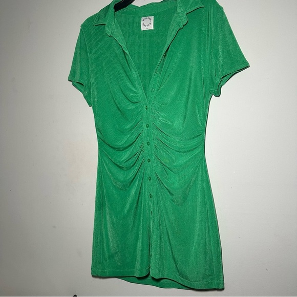 With Jean Alexa Green Button Down Mini Dress Size Medium - Picture 4 of 15